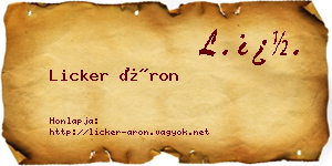 Licker Áron névjegykártya